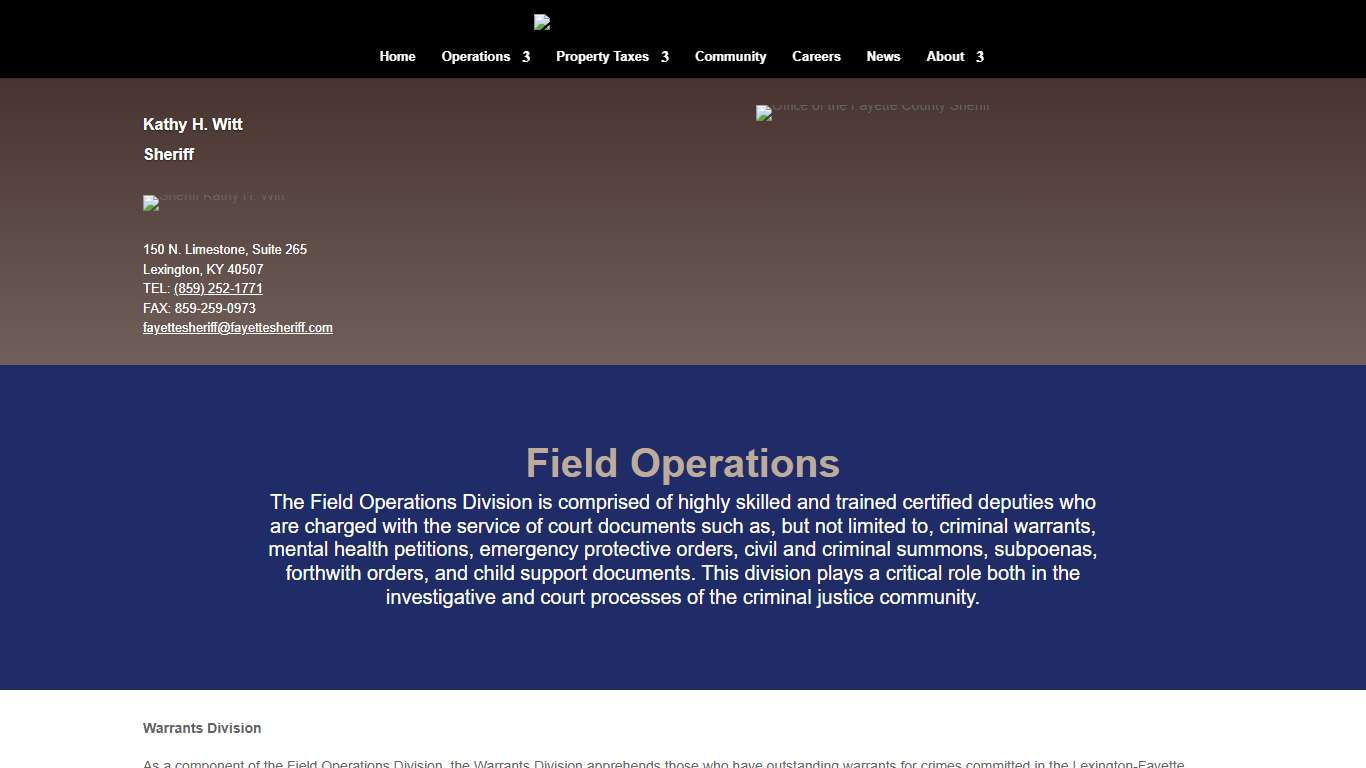 Field Operations Fayette County Sheriff's Office, Lexington, KY